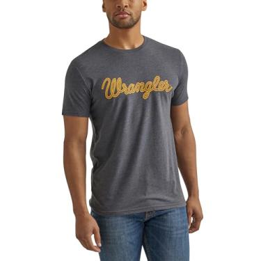 Imagem de Wrangler Camiseta masculina Western gola redonda manga curta, Carvão mesclado, XXG