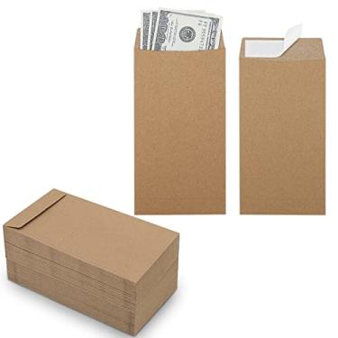 Imagem de 100 Pack Cash Envelopes Self adhesive 6.7x3.5 Inch, Fit for Envelope Money Saving Challenge, Kraft Paper Large Money Envelopes for Cash, Budgeting, Cash Tips, Check, Coin & Tickets