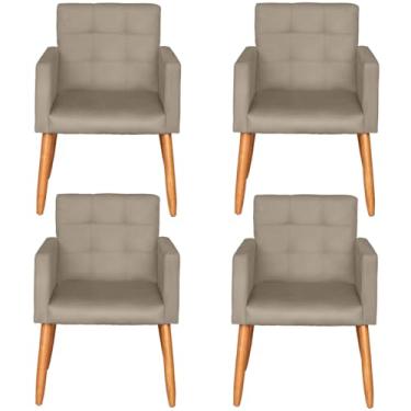 Imagem de Kit 4 Poltronas Decorativa para Sala de Estar Recepção Sala de Espera estofada pés palito madeira MOBLAN decor (Cappuccino)