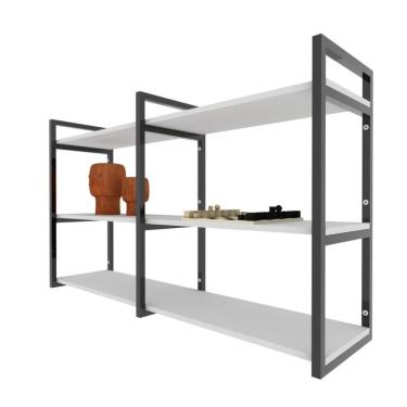 Imagem de Rack Prateleira Industrial Home Parede Hack Bancada Rack Rak Branco Off White
