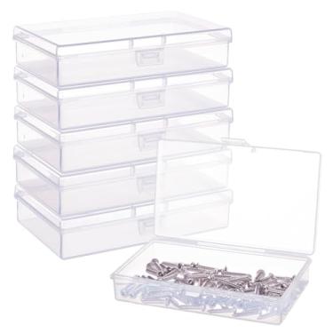 Imagem de BENECREAT Pacote com 6, caixa de plástico transparente, 13 x 3 x 3 cm, recipiente organizador de coleção com tampa articulada para organizar peças pequenas, pingente de resina epóxi, material de
