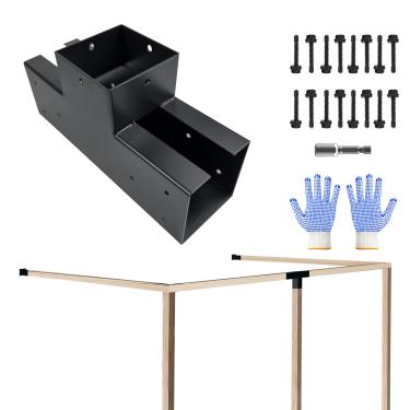 Imagem de VoTwoofv Kit de suporte de pérgola 4 x 4,3 vias em forma de T para madeira kit de pérgola para viga de madeira (real: 8,9 cm x 3,5 polegadas) Gazebos ao ar livre, pérgulas de pátio, cabanas de madeira