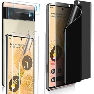 Imagem de Anbzsign Design para Google Pixel 6 Pro 5G com [2 unidades] protetor de lente de câmera e [2 unidades] classe de filme TPU flexível de privacidade, ultrafino, sem bolhas.