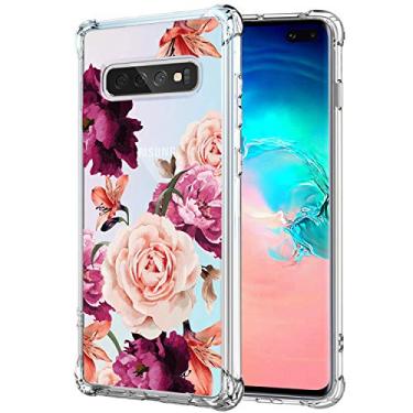 Imagem de Capa KIOMY para Galaxy S10 Plus feminina transparente com design de flor à prova de choque capa protetora amortecedora bonita floral para Samsung Galaxy S10 Plus 6,4 polegadas Slim Fit capa traseira de celular de borracha flexível
