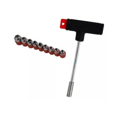 Imagem de Jogo De Cabo T Com 10 Peças 1 Chave 9 Soquetes Eda