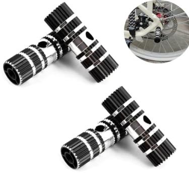 Imagem de YehVeh Pacote com 4 pinos de bicicleta pedais traseiros de bicicleta apoio para os pés mini 7 cm de alumínio antiderrapante suporte de descanso para pés Peg para BMX Mountain Bike Kids assento