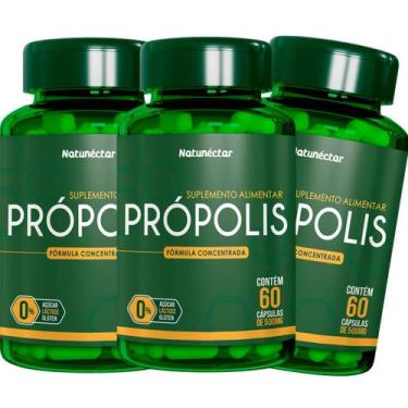 Imagem de Kit 3 Potes Própolis Suplemento Alimentar Natural Vitaminas Encapsulad