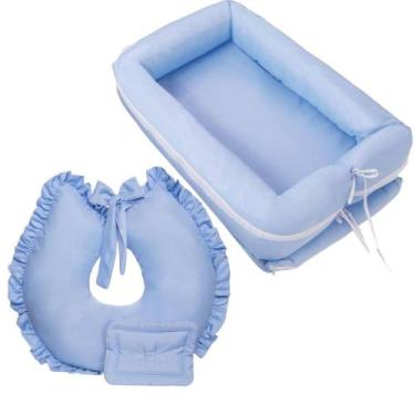 Imagem de Kit Ninho Bercinho Redutor e Almofada Amamentação para Bebe - Zan Baby