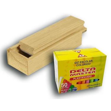 Imagem de APAGADOR COM DEPÓSITO PORTA GIZ PINUS LUXO ENVERNIZADO 18x7x5,5 cm 281