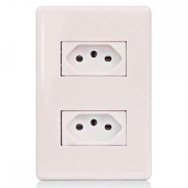 Imagem de Conjunto Steck Linha Stella Com Placa 2 Tomadas 2P+T. 10A. - 869360