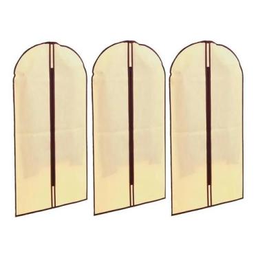 Imagem de Kit 3x Organizador Porta Roupas Camisas Casacos Ternos - Monaliza, Beg