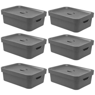 Imagem de Kit 6 Caixas Organizadora Multiuso 10,5L Media OU Cube Cinza