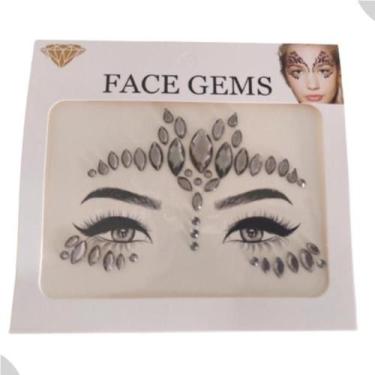 Imagem de Adesivo Carnaval Pedras Tipo Strass Rosto Maquiagem cor prata - Beija 
