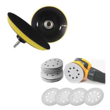 Imagem de Kit Base Disco de Lixa com 10 Disco de Lixa Branco 150mm Grão 220 - St