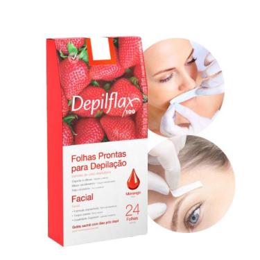 Imagem de Folhas Prontas para Depilação Facial Buço Sobrancelha Depilflax 24 Uni