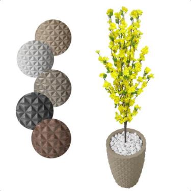 Imagem de Cerejeira Amarela Flor Artificial para Sala com Vaso Decoração - Flor 