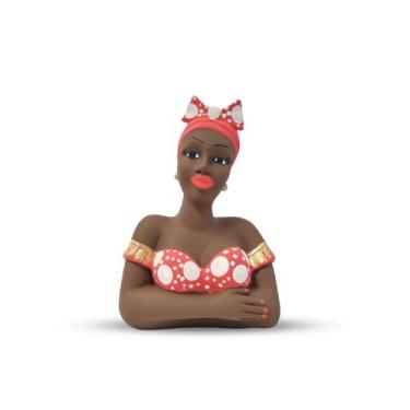 Imagem de Boneca Namoradeira Laço Vermelha 18 Cm Em Gesso Decoração Varanda - VÁ