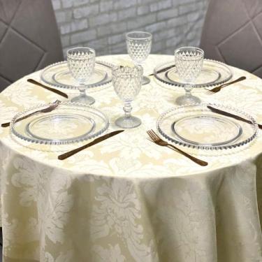 Imagem de Toalha de Mesa Jacquard Redonda para Festas Buffet Eventos - MUMUDECOR