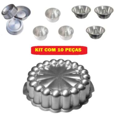 Imagem de Kit Com 9 Mini Formas Para Mini Bolos Baby + 1 Assadeira Para Forno El