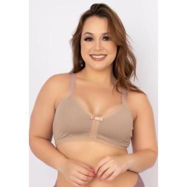 Imagem de Sutiã Plus Size Poliamida Sem Bojo Alça Reforçada - WLS Modas, M, Bege