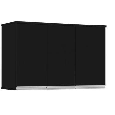 Imagem de Armário/Aéreo Módulo 3 Portas VALEN Cor Preto Fosco - PASSE BEM