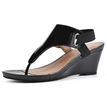 Imagem de WHITE MOUNTAIN Sandália feminina All Dres Wedge, Preto/patenteado/liso, 36