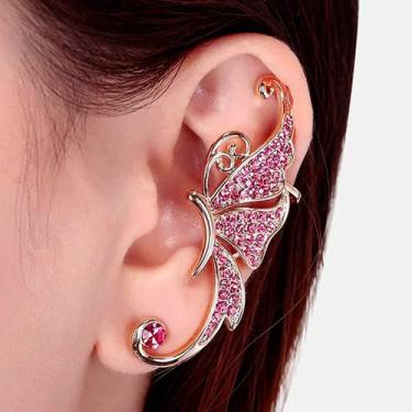 Imagem de Brincos Ear Cuff Borboleta Zircão 1 Unid Clipes K-pop Strass - anjo da