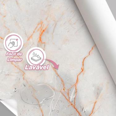 Imagem de Papel De Parede Painel 3D Mármore Carrara Fio Laranja 4M - Colaí Adesi
