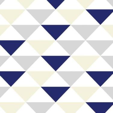 Imagem de Papel Parede Triangulo Geométrico Amarelo ul Cinza Adesivo - LRP