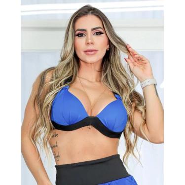 Imagem de Top Feminino Fitness em Dry Fit com Bojo - Fitmoda , Azul, G
