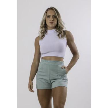 Imagem de Short Diluxo Moletom Feminino Básico, M, Verde