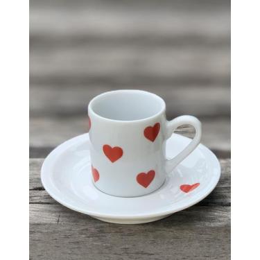 Imagem de Xícara de Café com Pires Coração Vermelho - WM