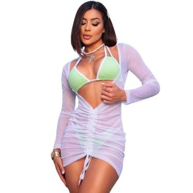 Imagem de Vestido De Praia Com Decote Em V Na Frente Franzido - Bella Fashion, B