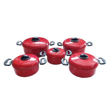 Imagem de Jogo De Panelas De Alumínio Vermelhas Luxo  5 Peças 14 A 22 - Bazar Av
