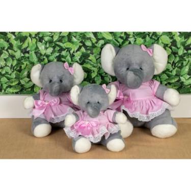 Imagem de TRIO DE PELUCIA SAFARI PROVENCE ELEFANTE 15/18/22 CM - PARA DECORAÇÃO (ROSA)