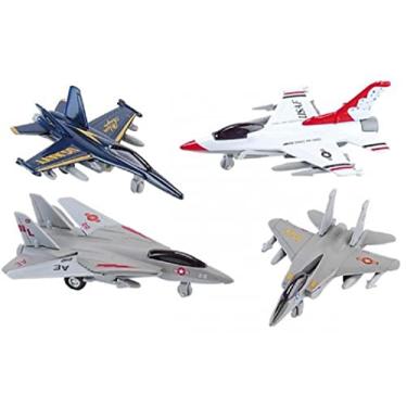 Imagem de SetOf4 United States Air Force Super Sonic Jet Collection 8,9 cm modelos de metal fundido Brinquedos Pullback Action F/A-18, F-15, F-14, F-16