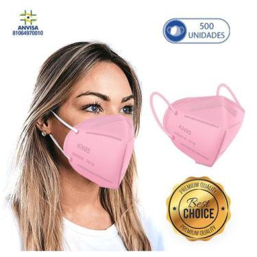 Imagem de 500 Máscaras Descartáveis Rosa KN95 PFF2 WWDoll Cód Anvisa