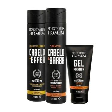 Imagem de Kit Homem 1 Shampoo 300ml 1 Condicionador 300ml 1 Gel 150ml Bio Extrat
