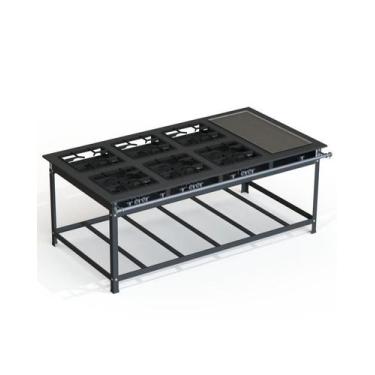 Imagem de Fogão Industrial 30x30 P7 6 Bocas Alta Pressão com Chapa Bifeteria - J