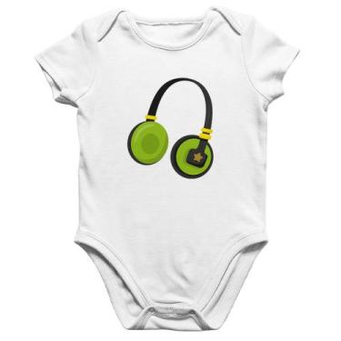 Imagem de Body Bebê Algodão Headphone Verde - Foca na Moda, Branco, P