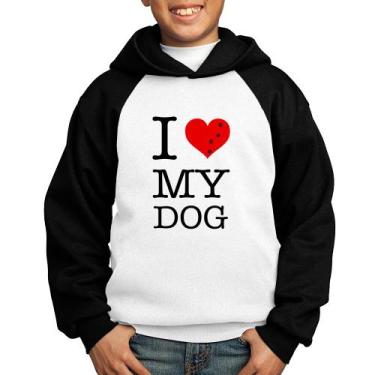 Imagem de Moletom Infantil I love My Dog - Foca na Moda, Branco, Preto, 2