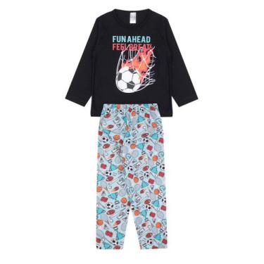 Imagem de Pijama Infantil Masculino Inverno Fun Ahead- Hey Kids Preto - HeyKids,