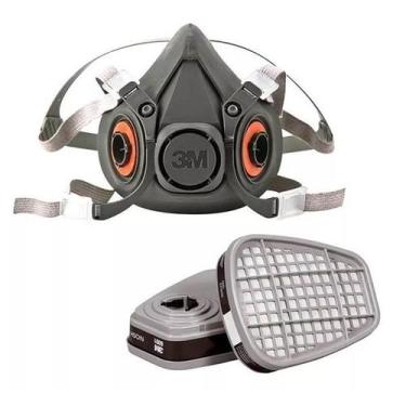 Imagem de Mascara Facial 6200 + PAR Filtros 6001 P/ Vapores Orgânicos 3M