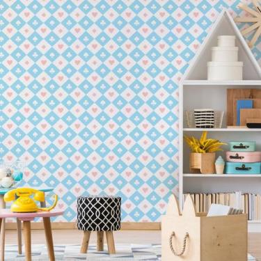 Imagem de Papel de Parede Azul Cartas Baralho rolo 57x270cm - Quartinhos