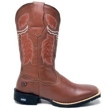Imagem de Bota Botina Texana Masculino Bico Quadrado Couro Legitima Country - Da