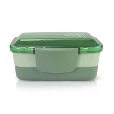Imagem de Pote Marmita Plástico Alimentos com 2 Andares Divisórias Compartimento