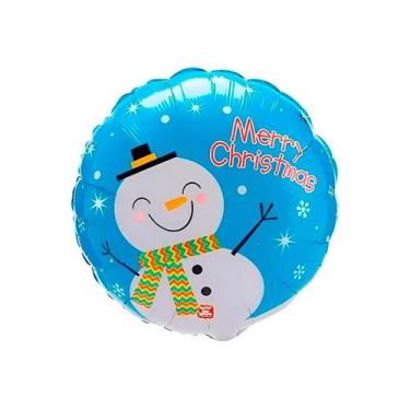 Imagem de Balão de Festa Metalizado 18" 45cm - Redondo Boneco de Neve  - 1 unida