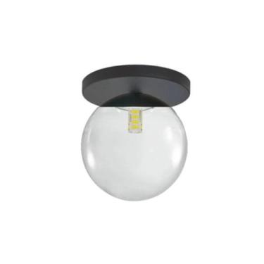 Imagem de Plafon Moderno Preto Globo de Vidro Sala Corredor Lavabo - Arevo Ilumi