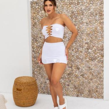 Imagem de Conjunto Trio Biquíni com Short Saia Gringas Model, Branco, Único