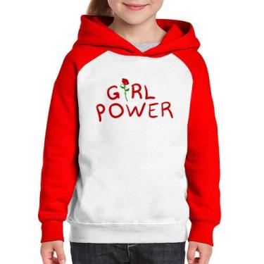 Imagem de Moletom Infantil Girl Power - Foca na Moda, Branco, Vermelho, 2